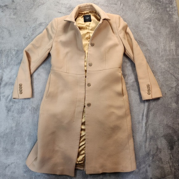 J Crew Topcoat Womens Small Petite Beige Camel Chiara Wool Cashmere Double Face - Picture 3 of 15